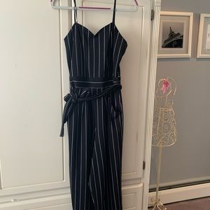 Black and White Striped Jumpsuit
